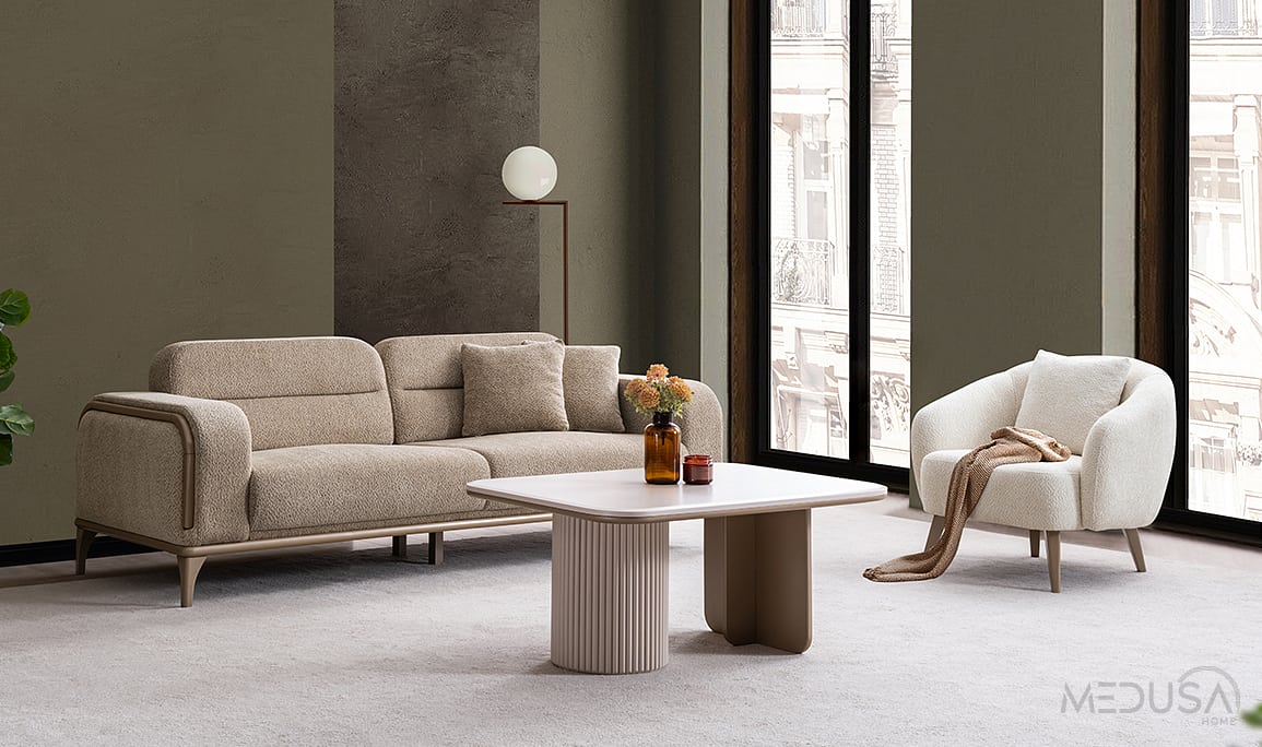 Medusa Home Mobilya - Tauri Kahve Üçlü Koltuk