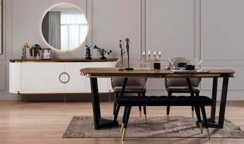 Medusa Home Mobilya - Tesla Ceviz Yemek Masası