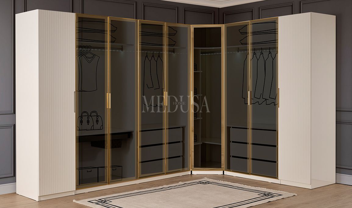Medusa Home Mobilya - Tesla Köşe Gardırop Beyaz
