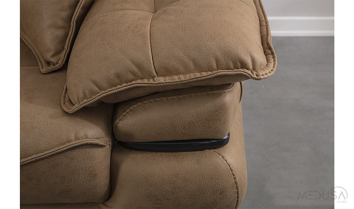 Medusa Home Mobilya - Tesla Luxury Kahve Üçlü Koltuk