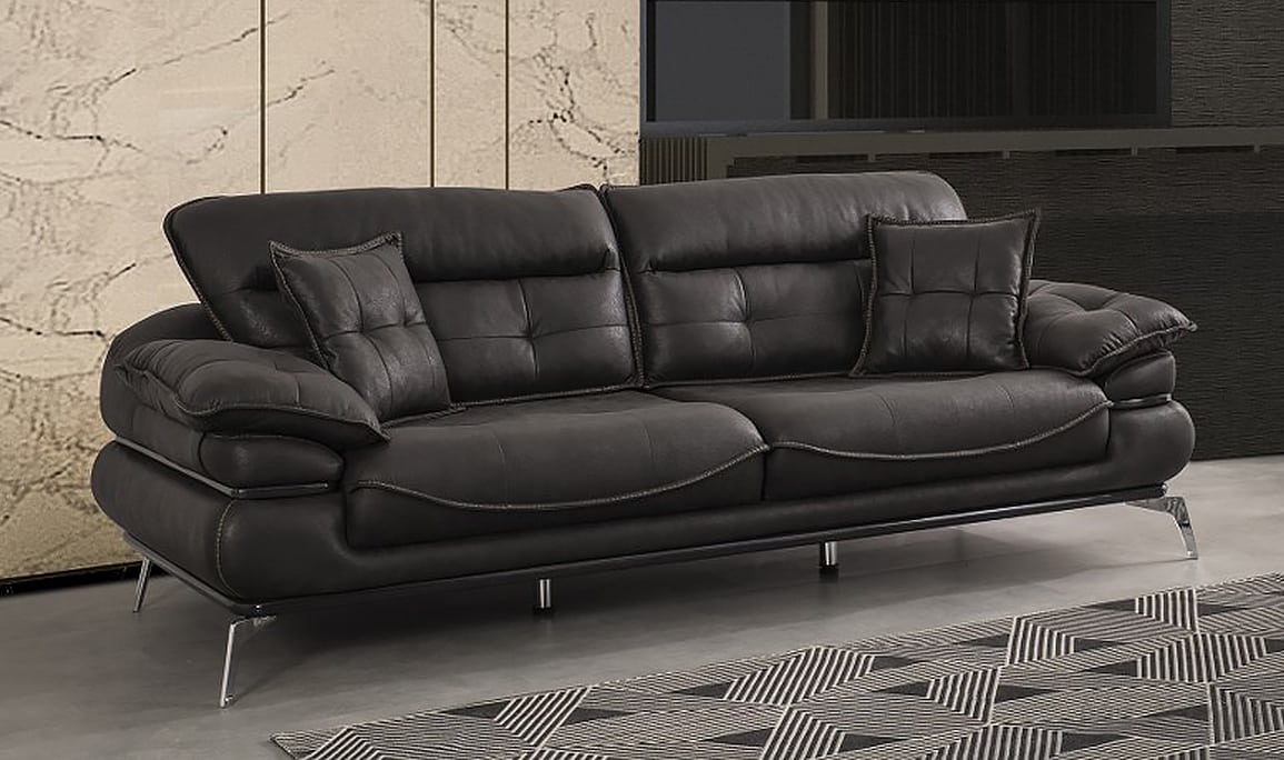 Medusa Home Mobilya - Tesla Luxury Siyah Üçlü Koltuk