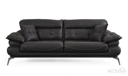 Medusa Home Mobilya - Tesla Luxury Siyah Üçlü Koltuk
