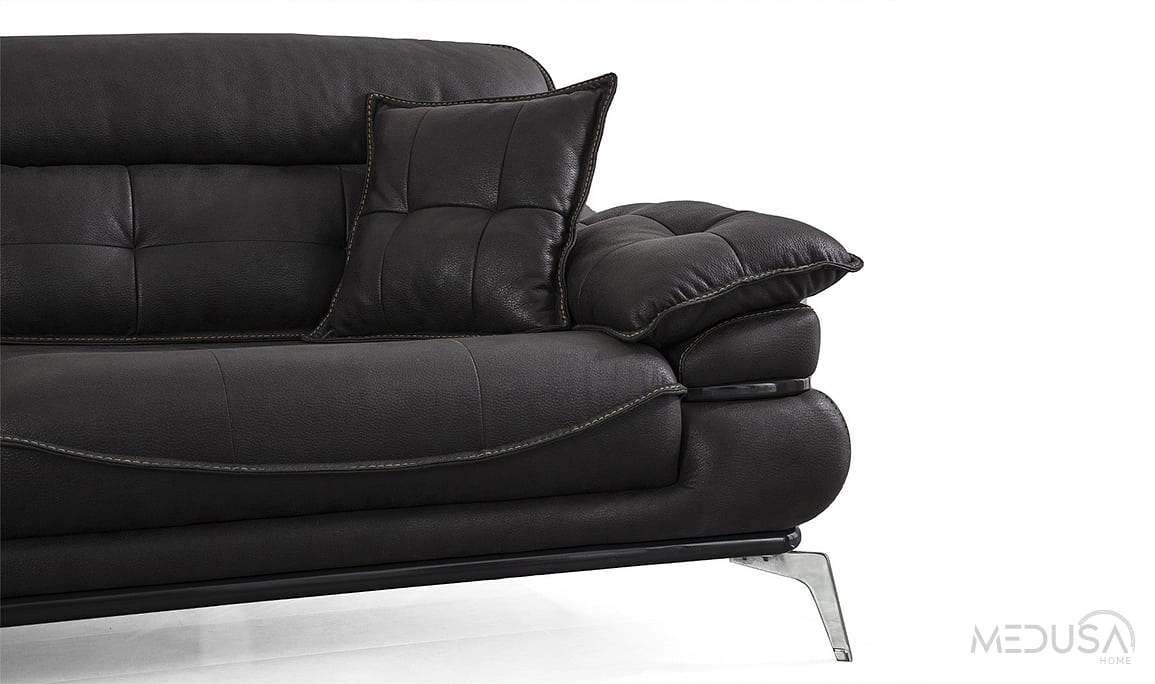 Medusa Home Mobilya - Tesla Luxury Siyah Üçlü Koltuk