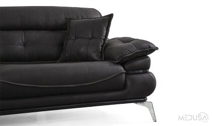 Medusa Home Mobilya - Tesla Luxury Siyah Üçlü Koltuk