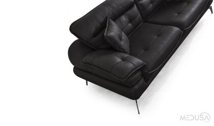 Medusa Home Mobilya - Tesla Luxury Siyah Üçlü Koltuk
