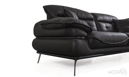 Medusa Home Mobilya - Tesla Luxury Siyah Üçlü Koltuk