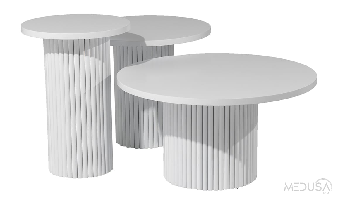 Medusa Home Mobilya - Texas Zigon Sehpa Set Beyaz