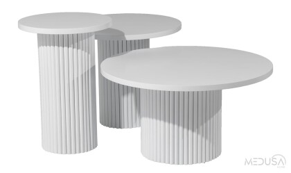 Medusa Home Mobilya - Texas Zigon Sehpa Set Beyaz