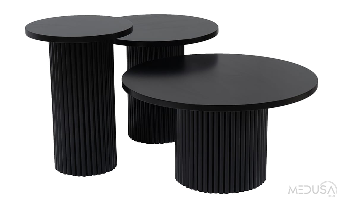 Medusa Home Mobilya - Texas Zigon Sehpa Set Siyah