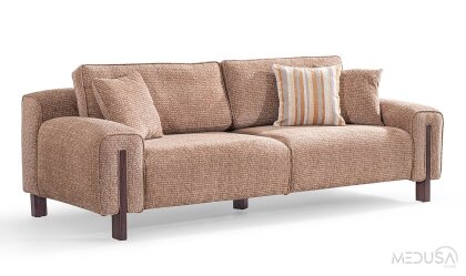 Medusa Home Mobilya - Tomy Bej Üçlü Koltuk