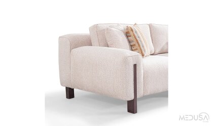 Medusa Home Mobilya - Tomy Beyaz Üçlü Koltuk