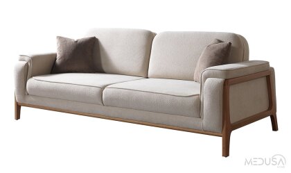 Medusa Home Mobilya - Toprak Beyaz Üçlü Koltuk