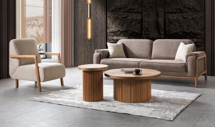 Medusa Home Mobilya - Toprak Kahve Üçlü Koltuk
