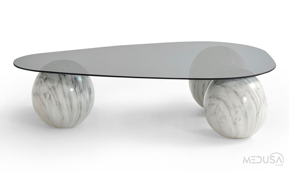 Medusa Home Mobilya - Torvi Mermer Ayaklı Silver Orta Sehpa