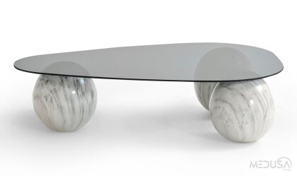 Medusa Home Mobilya - Torvi Mermer Ayaklı Silver Orta Sehpa