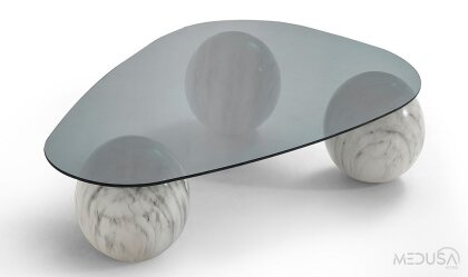 Medusa Home Mobilya - Torvi Mermer Ayaklı Silver Orta Sehpa