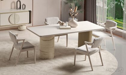Medusa Home Mobilya - Torvi Traverten Yemek Masası - Sabit Yemek Masaları Medusa Home Mobilya - Torvi Traverten Yemek Masası - Sabit Yemek Masaları