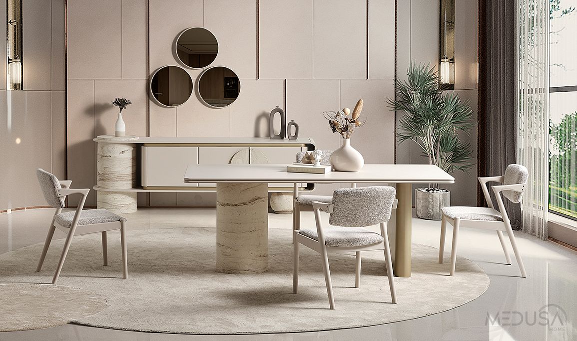 Medusa Home Mobilya - Torvi Traverten Yemek Odası