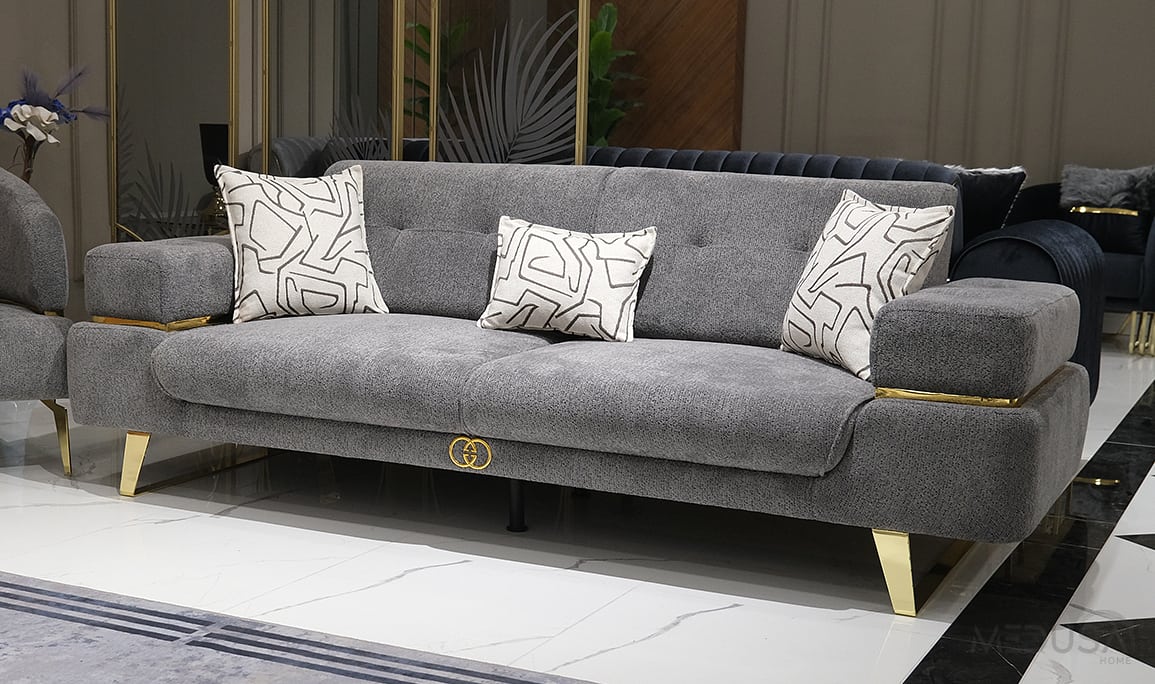 Medusa Home Mobilya - Trend Luxury Füme Üçlü Koltuk