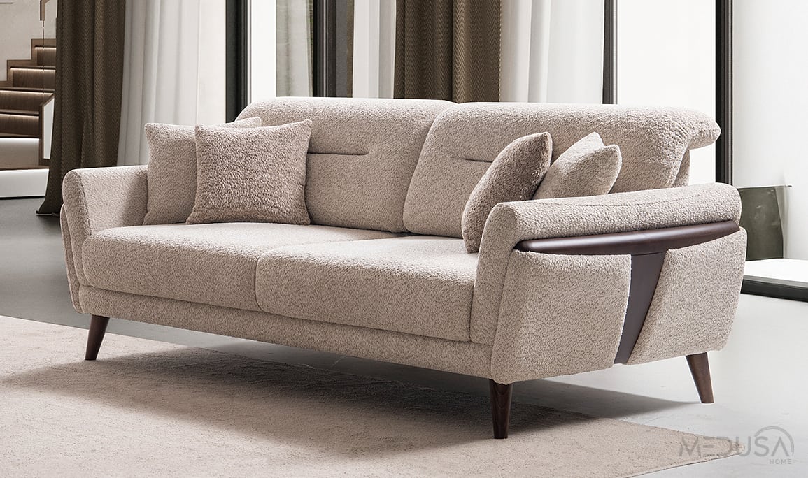 Medusa Home Mobilya - Truva Beyaz Üçlü Koltuk Medusa Home Mobilya - Truva Beyaz Üçlü Koltuk