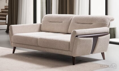 Medusa Home Mobilya - Truva Beyaz Üçlü Koltuk