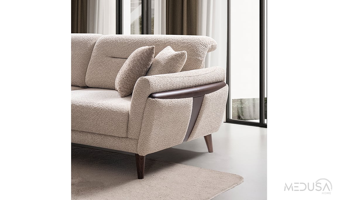 Medusa Home Mobilya - Truva Beyaz Üçlü Koltuk