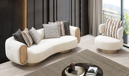 Medusa Home Mobilya - Tuana Luxury Krem Üçlü Koltuk