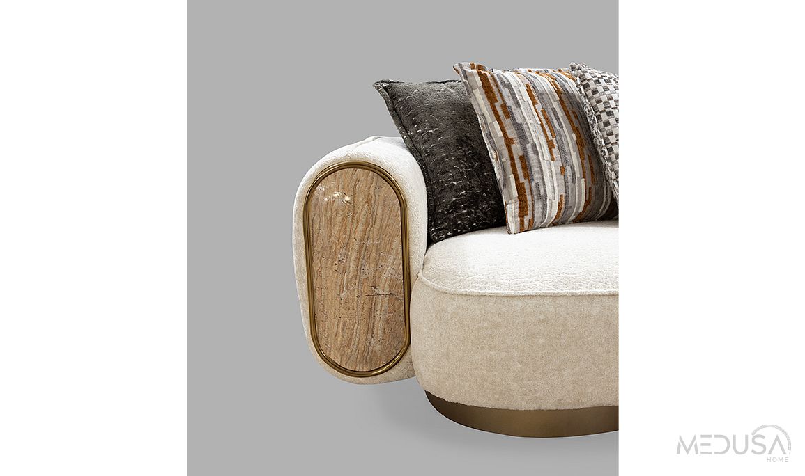 Medusa Home Mobilya - Tuana Luxury Krem Üçlü Koltuk