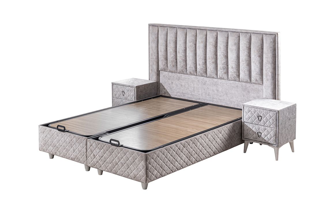 Medusa Home Mobilya - Twin Double Set Baza Başlık Yatak