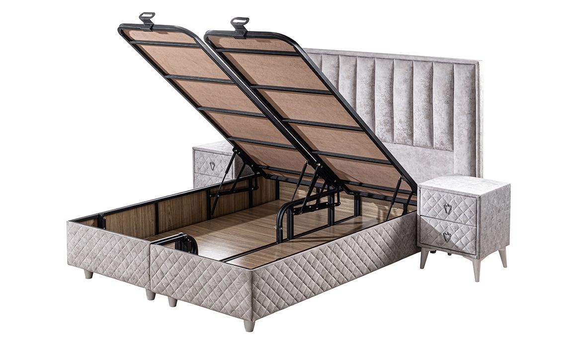 Medusa Home Mobilya - Twin Double Set Baza Başlık Yatak