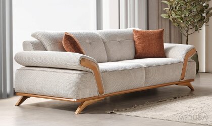 Medusa Home Mobilya - Uno Beyaz Üçlü Koltuk