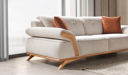 Medusa Home Mobilya - Uno Beyaz Üçlü Koltuk