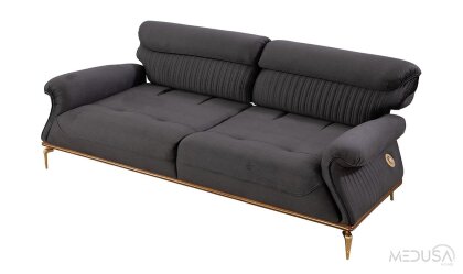 Medusa Home Mobilya - Valentina Luxury Antrasit Üçlü Koltuk