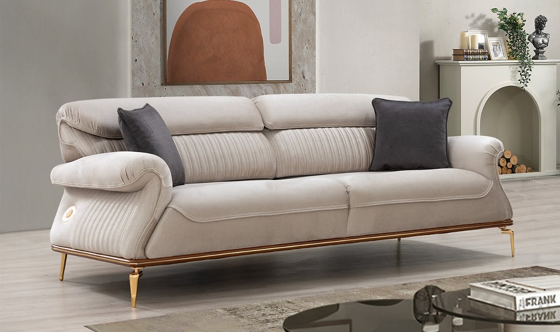 Medusa Home Mobilya - Valentina Luxury Vizon Üçlü Koltuk