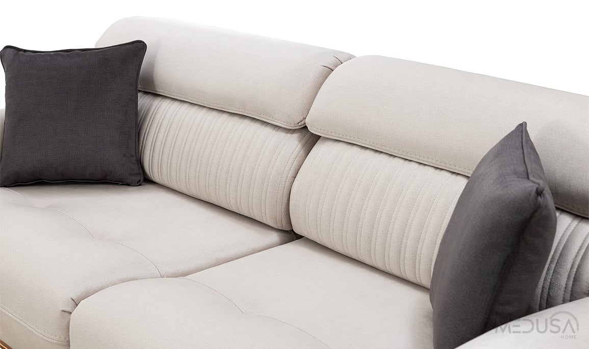 Medusa Home Mobilya - Valentina Luxury Vizon Üçlü Koltuk