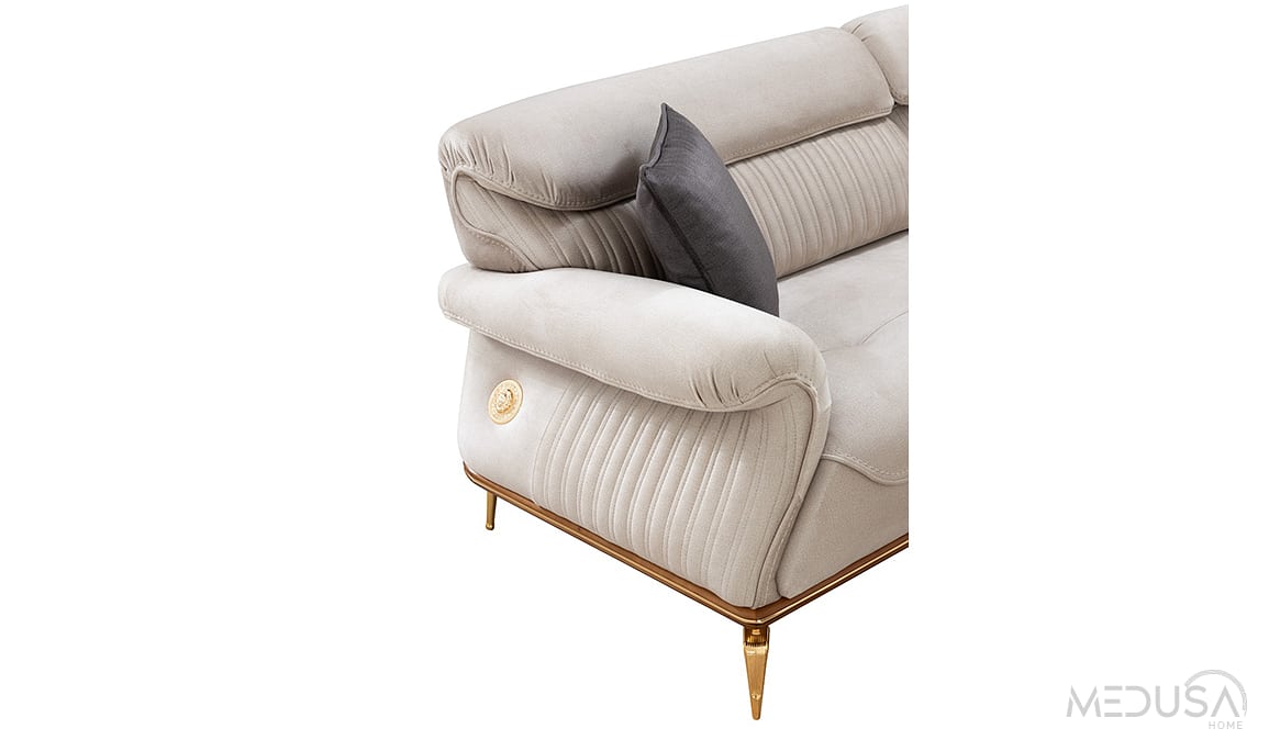 Medusa Home Mobilya - Valentina Luxury Vizon Üçlü Koltuk