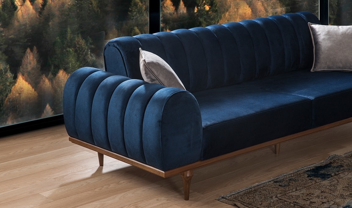 Medusa Home Mobilya - Valeria Ceviz Üçlü Koltuk Yarmalı