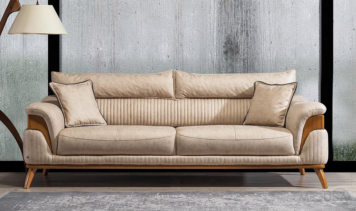 Medusa Home Mobilya - Vanessa Krem Üçlü Koltuk