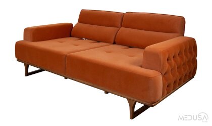 Medusa Home Mobilya - Vavelya Turuncu Üçlü Koltuk