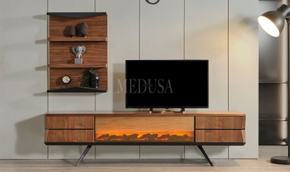 Medusa Home Mobilya - Velar Ceviz Şömineli Tv Ünitesi