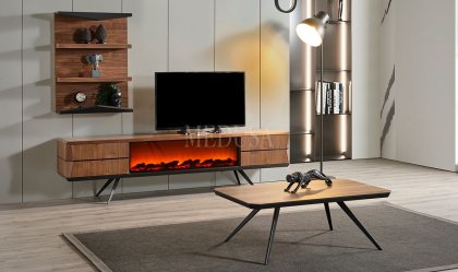 Medusa Home Mobilya - Velar Ceviz Şömineli Tv Ünitesi