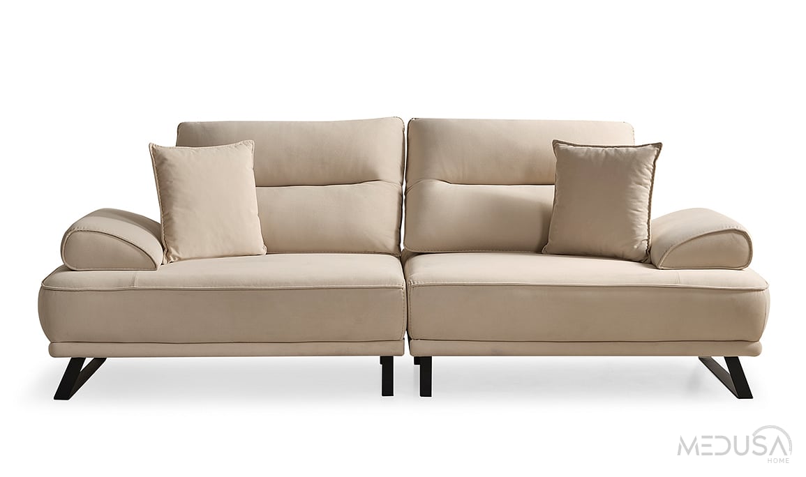 Medusa Home Mobilya - Velar Krem Üçlü Koltuk