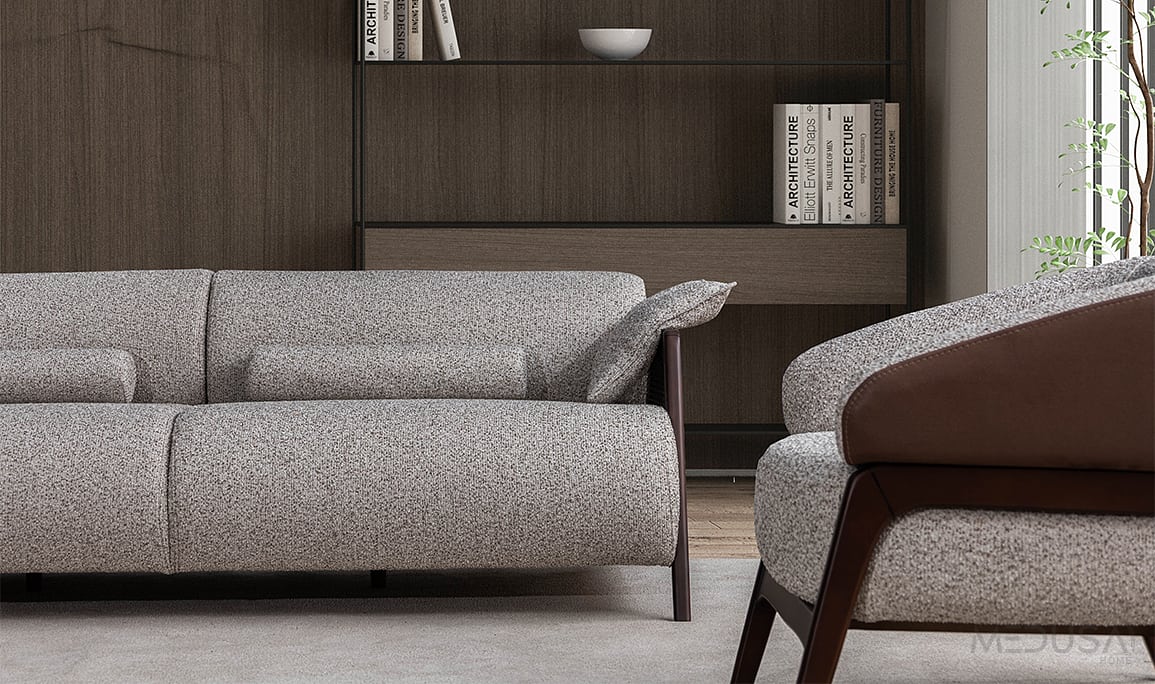 Medusa Home Mobilya - Velicon Kahve Üçlü Koltuk