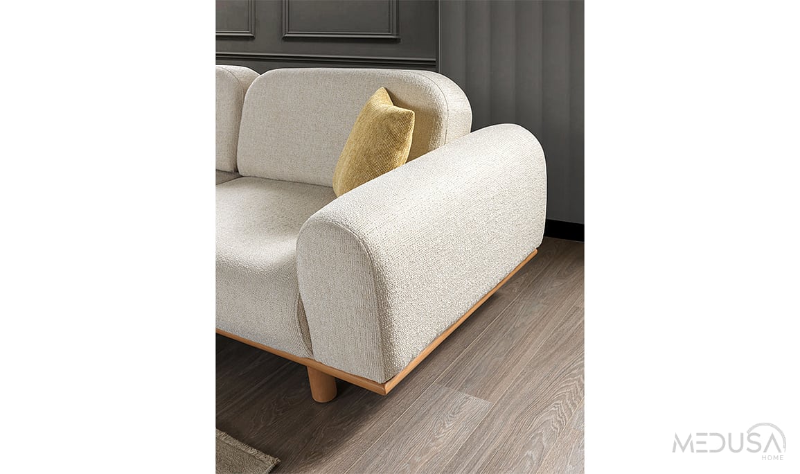 Medusa Home Mobilya - Venezia Bohem Beyaz Üçlü Koltuk