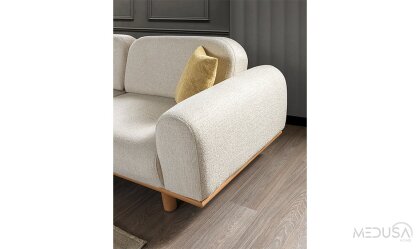 Medusa Home Mobilya - Venezia Bohem Beyaz Üçlü Koltuk