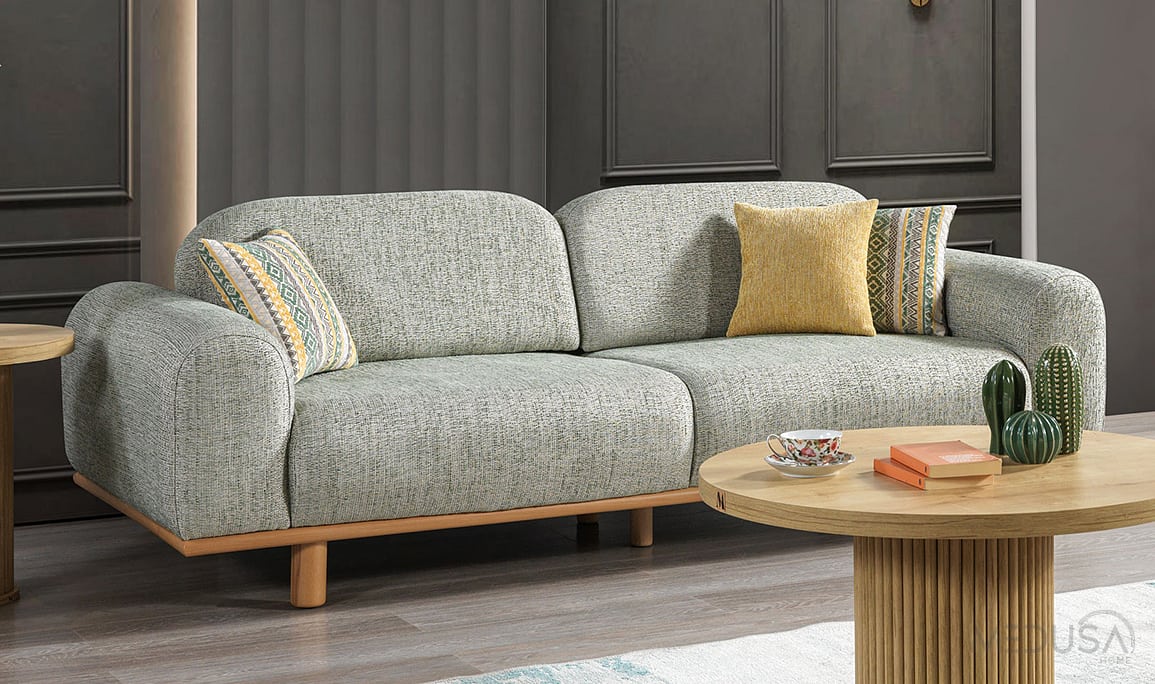 Medusa Home Mobilya - Venezia Bohem Yeşil Üçlü Koltuk