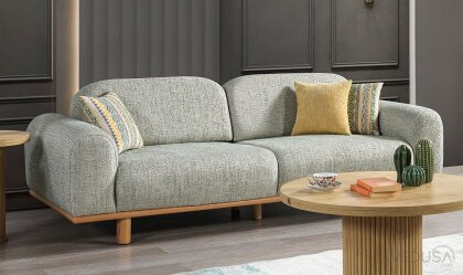 Medusa Home Mobilya - Venezia Bohem Yeşil Üçlü Koltuk