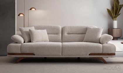 Medusa Home Mobilya - Venturi Krem Üçlü Koltuk