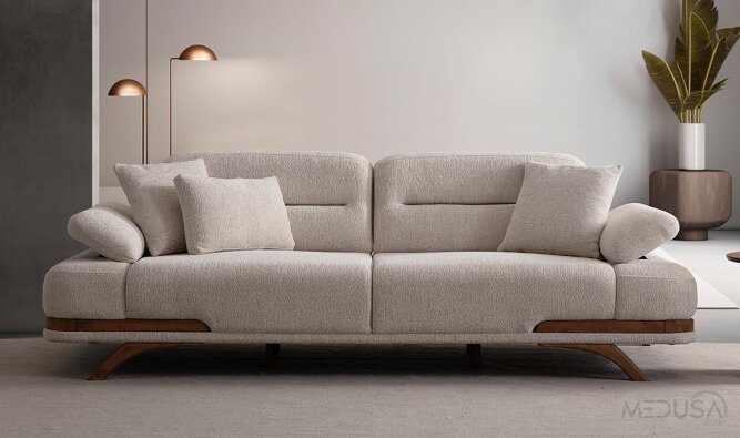 Cristavea Velour Cream トライアルセット Venturi Krem Üçlü Koltuk - Ergonomik Özelliği ve Fiyatı | Medusa Home