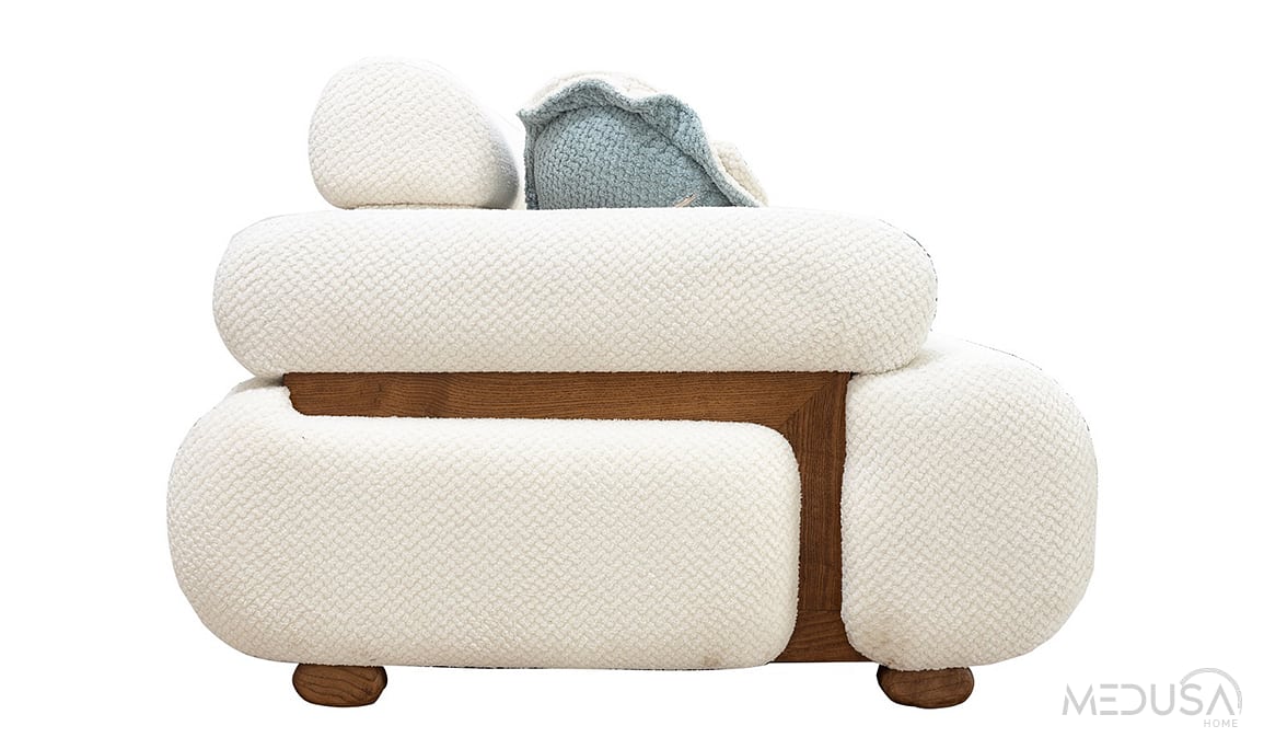 Medusa Home Mobilya - Vera Beyaz Üçlü Koltuk